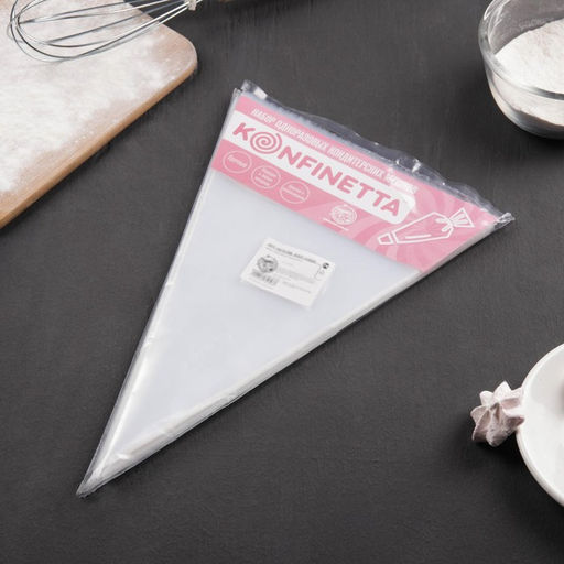 Цена за 2 шт. Кондитерские мешки KONFINETTA, 55 мкм, 30?20 см, 50 шт., прозрачные  фото 5