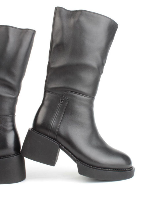 02-FI908-1M BLACK Сапоги зимние женские (натуральная кожа, натуральный мех)