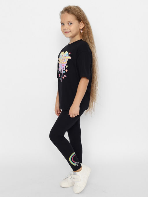 CRB wear/CWKG 70453-22-389 Брюки модель легинсы для девочки,черный/Ex.Cherubino  фото 3