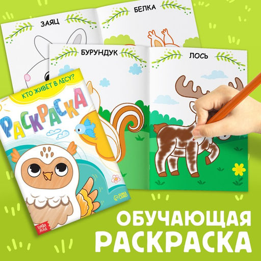 Набор 3в1 «Жители леса»: 12 пазлов, книга с наклейками, раскраска