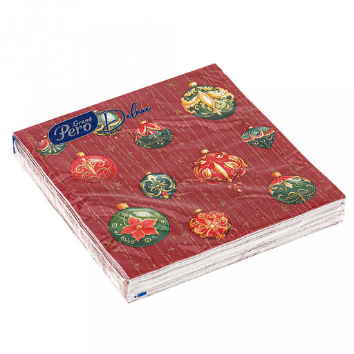 Салфетки бумажные 33х33см "GrandPero Deluxe", 3-х слойные, 20 штук в упаковке, "Волшебный занавес" (Россия)