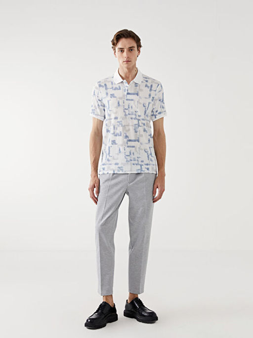 Polo Yaka K?sa Kollu Desenli Erkek Ti??rt