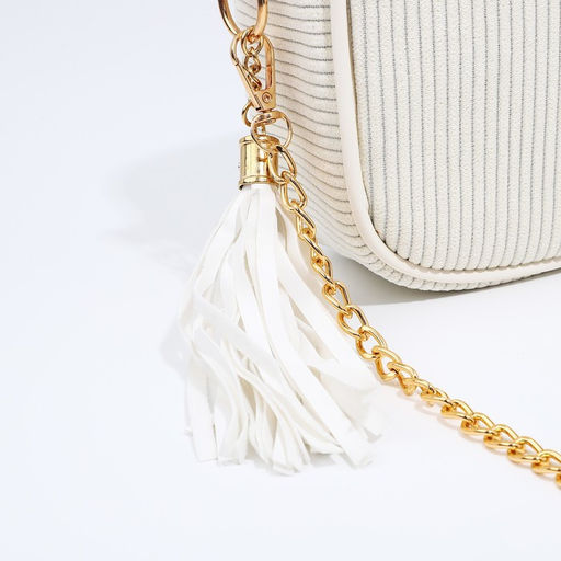 Сумка женская кросс-боди на молнии, 20×7×15 см, на цепочке, бежевая