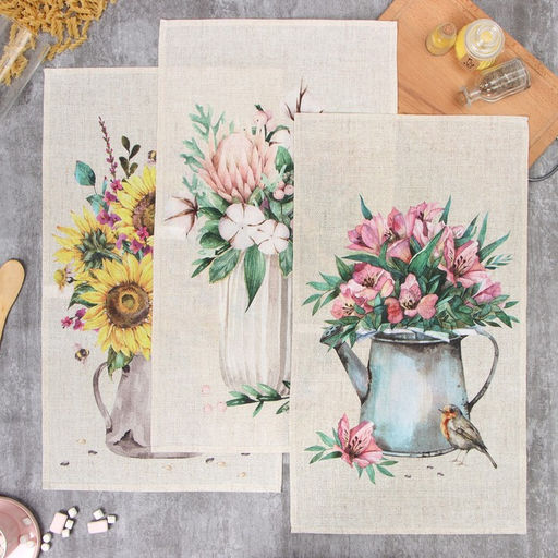 Набор полотенец Этель «Букеты» 45×70 см - 3 шт., репс 167 г/м², хлопок