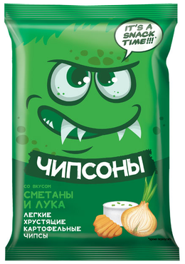 Цена за 5 шт.Чипсоны, чипсы со вкусом сметаны и лука, 40 г