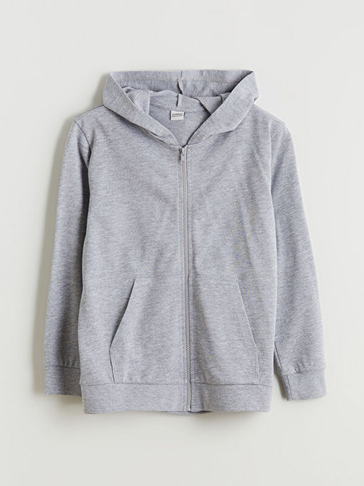 Kap??onlu Erkek ?ocuk Fermuarl? Sweatshirt