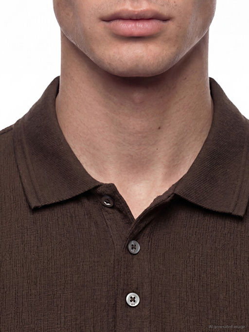 Standart Fit Polo Yaka Str?kt?rl? Erkek Ti??rt