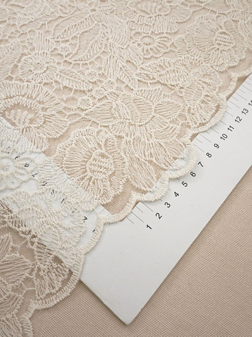 Кружевное полотно Ажурный сад (фестон с 2х ст.) цв.кремовый, ш.1.3м, хл-80%, нейлон-20% - Купава фото 5