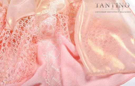 Оригинальный шарф,сшитый из трех совершенно разных тканей-IШИФОН И КРУЖЕВО - Tantino фото 3