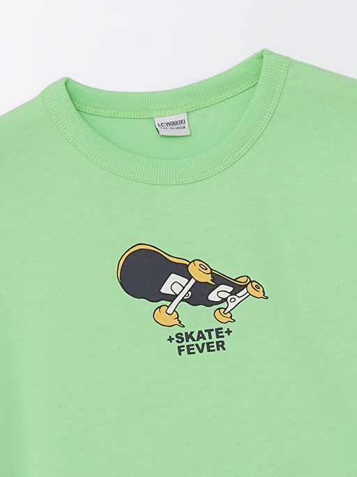 Bisiklet Yaka Bask?l? K?sa Kollu Erkek ?ocuk Ti??rt - Waikiki фото 3