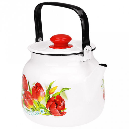 Ласковый май Чайник эмалированный 3,5л, д19,4см, h16,2см, s0,08мм, двойной слой эмалевого покрытия, металлическая крышка, металлическая подвижная ручка (Россия) - Домашняя мода фото 3