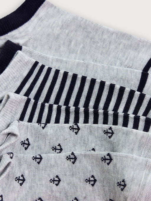 Носки детские мультипак (3 пары) серые с рисунком в виде морских якорей и полосок - Mark formelle фото 4