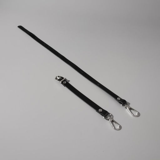 Ручка для сумки из натуральной кожи, регулируемая, с карабинами, 60 2 см 1,2 см, цвет чёрный/серебряный - Арт узор фото 4