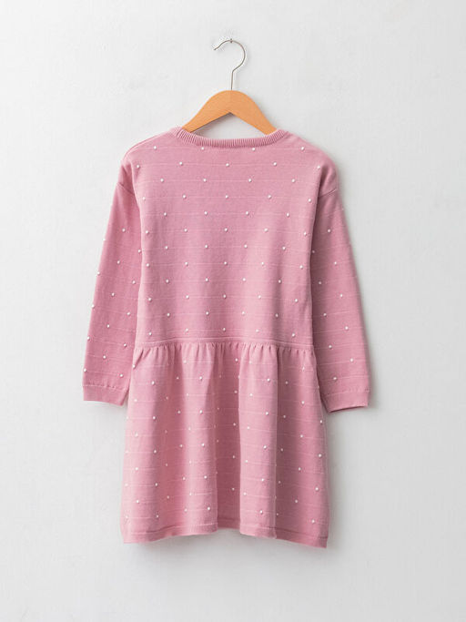 Bisiklet Yaka Puantiyeli Uzun Kollu K?z ?ocuk Triko Elbise - Waikiki фото 2