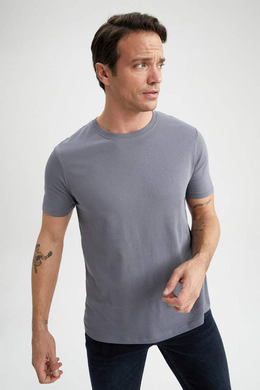 Базовая футболка стандартного кроя с круглым вырезом и короткими рукавами - Defacto фото 8