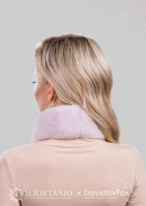 Шарф-воротник экомех розовый жемчуг