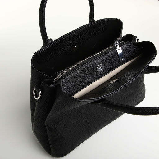 Сумка женская тоут TEXTURA на молнии, 29×11×23 см, однотонная, чёрная