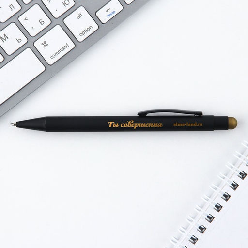 Ручка шариковая, синяя паста, 1.0 мм, металлическая с УВ-печатью в конверте 8 марта