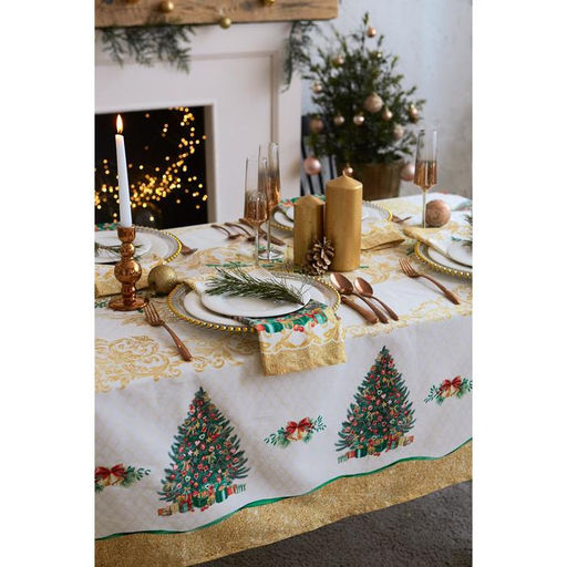 Скатерть новогодняя «Этель» Golden Christmas, 150×180 +/-3 см с ГМВО, 100% хлопок, 190 г/м²