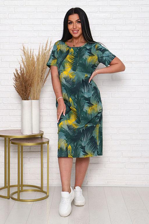 Платье трикотажное с карманами, хаки (926-2) - Плиона фото 5