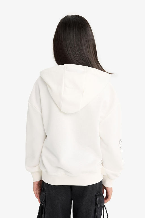 Disney Mickey & Minnie Oversize Geni_ Kal_p Kap__onlu Sweatshirt K_z _ocuk - Defacto фото 8