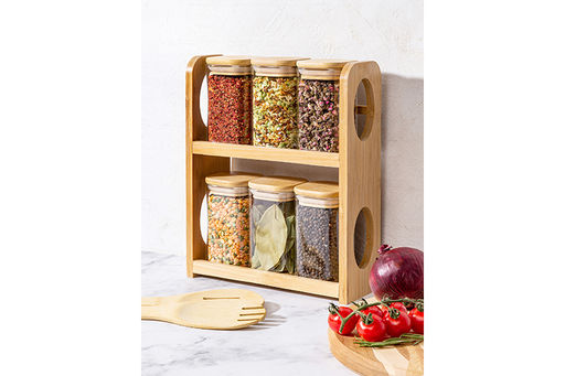 Набор 6 банок д/хранения 250 мл 22*8*27 см Crystal glass + бамб.крышка с сил.прокл.+бамб.подст - Elan gallery фото 10