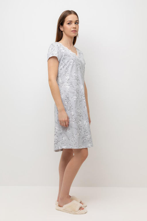 Е 10015/24/светло-серый,нежные цветы сорочка жен