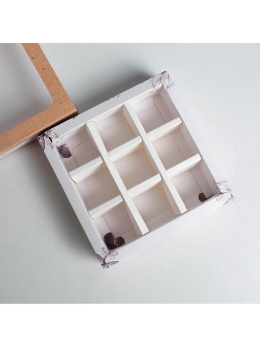 Цена за 5 шт. Коробка для конфет, кондитерская упаковка, 9 ячеек, Special for you, 14.5×14.5×3.5 см