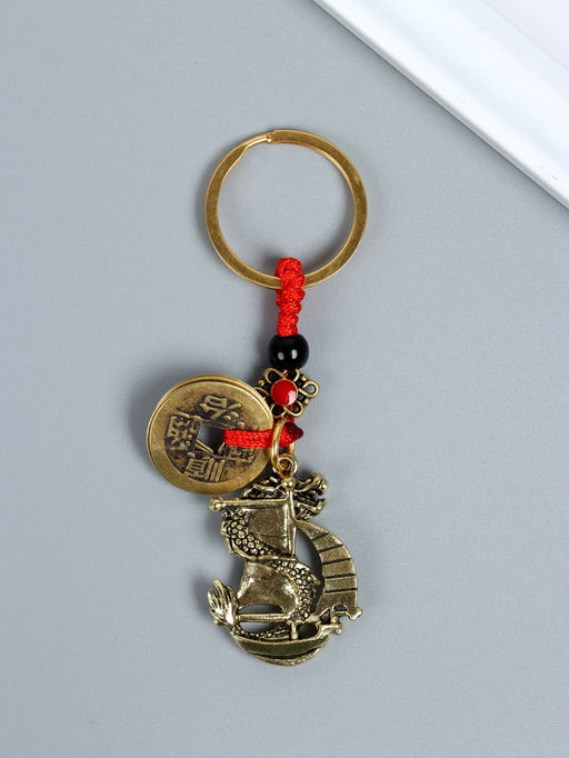 Брелок для ключей на кольце Нэцкэ. Дракон на корабле, металл, 5 монет, набор 2 шт., h=8 см - Simaland фото 4