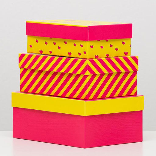 Набор коробок 3 в 1 "Любовь это…", розовый, 23×16×9.5 - 19×12×6.5 см
