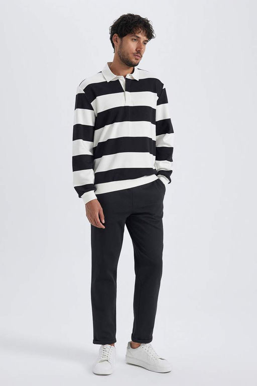 Толстовка в полоску Modern Fit с воротником-поло - Defacto фото 6