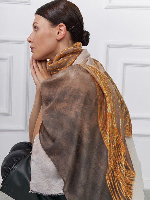 Большой, мягкий, тонкий и очень нежный двусторонний палантин с рисунком - Tantino фото 7