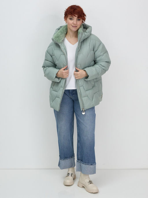 Куртка зимняя женская из овчина стильная и модная зеленого цвета 7309Z - Visdeer фото 16