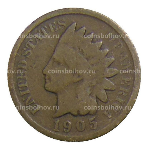 Монета 1 цент 1905 года США