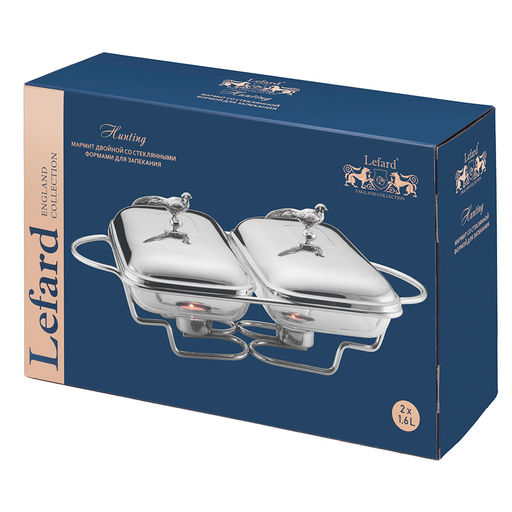 МАРМИТ ДВОЙНОЙ LEFARD СЕРИЯ ОХОТА СО СТЕКЛЯННЫМИ ФОРМАМИ ДЛЯ ЗАПЕКАНИЯ, 1,6Л/1,6Л  фото 2