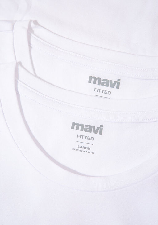 2li Bisiklet Yaka Erkek Basic Tisort - Mavi фото 8