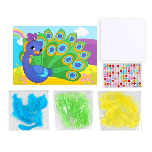 Аппликация перьями Прекрасный павлин 14,8х21 см - Школа талантов фото 2