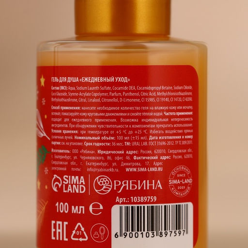 Подарочный набор новогодний женский Уют и тепло: гель для душа и пена для ванны, 2?100 мл, URAL LAB