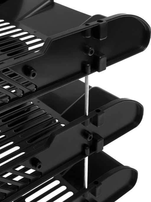 Набор лотков для бумаг, 3 штуки, горизонтальные, на металлических стержнях, чёрные