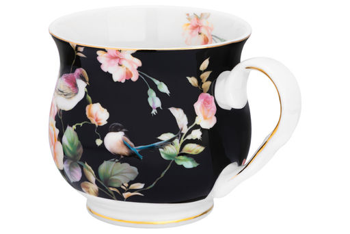 Кружка 480 мл 14*10*9,5 см Певчие птички на черном бочонок, NEW BONE CHINA - Elan gallery фото 5