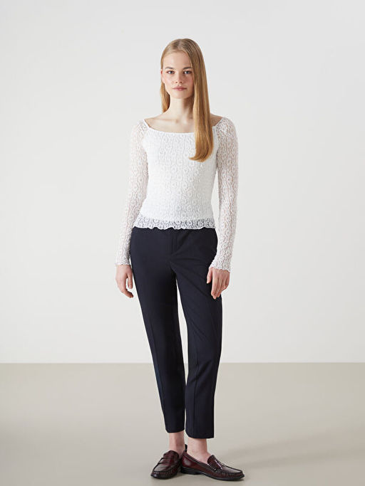 Kay?k Yaka Dokulu Kad?n Bluz