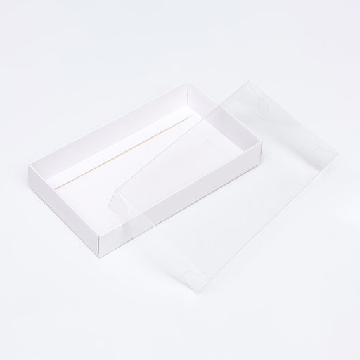 Цена за 2 шт. Кондитерская упаковка, белая с PVC крышкой, 18×10×3 см
