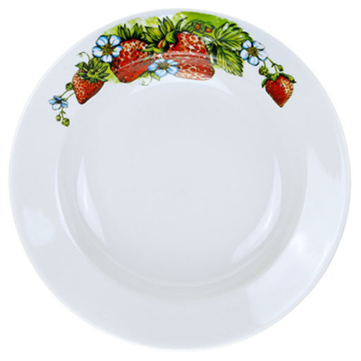 Тарелка глубокая фарфоровая Клубника д200мм, 250мл, h40мм, гладкий край (Россия)