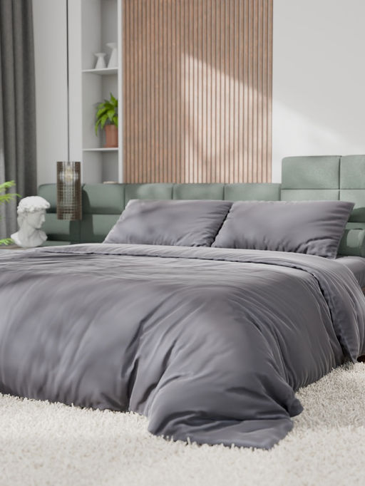 Постельное бельё 1.5-спальное «Этель», тенсель, серое