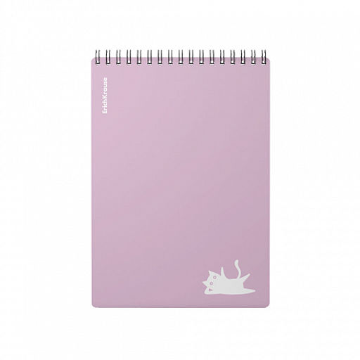 Цена за 4 шт. Блокнот с пластиковой обложкой на спирали ErichKrause Brave cats, фиолетовый, A5, 80 листов, клетка