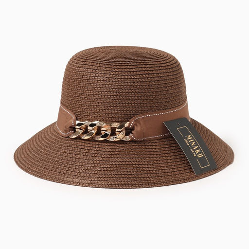 Шляпа женская MINAKU, коричневая, размер 56-58