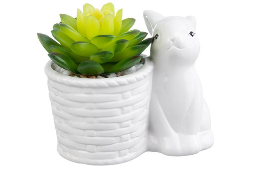 Кашпо-фигурка 11*7,5*10 см Зайчик с цветком - Elan gallery фото 11