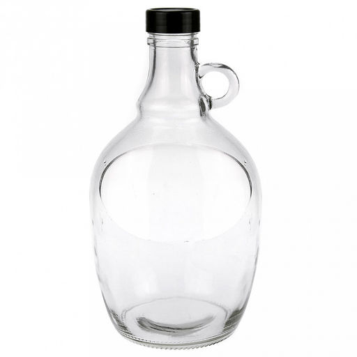 Бутылка стеклянная "Южанка" 1,5л, h24,5см, д/горла 2,4см, с ручкой, пластмассовая винтовая крышка, д/основания 9,5см (Китай)