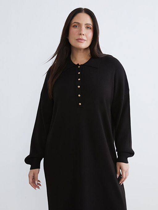 Polo Yaka Triko Elbise