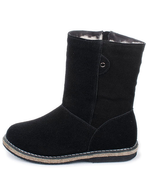 Полусапоги женские на войлочной подошве., Черные. Замша. Молния. Подклад овчина.